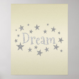Dream Yellow met Silver Glitter Poster