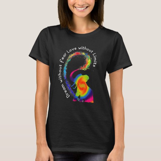 Dream zonder angst Elephant Lgbt Pride Stropdas-Dy T-shirt (Voorkant)