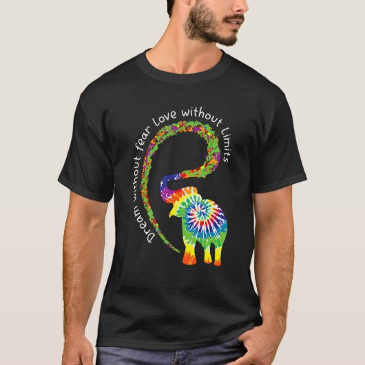 Dream zonder angst Elephant Lgbt Pride Stropdas Dy T-shirt (Voorkant)
