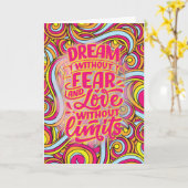 Dream zonder angst en liefde zonder grenzen! kaart (Gele Bloem)