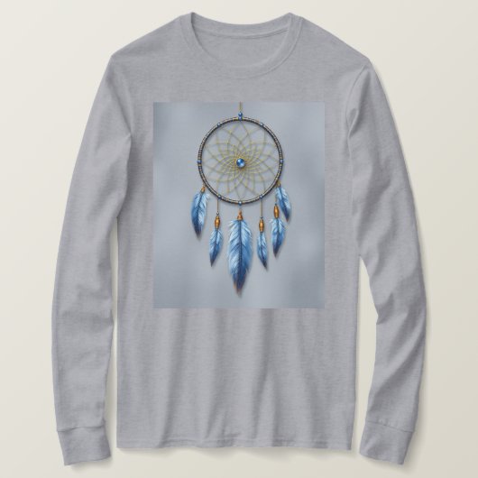 Dreamcatcher Blauwe Lavendelveren Metallic Goud T-shirt (Design voorkant)