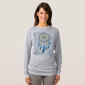 Dreamcatcher Blauwe Lavendelveren Metallic Goud T-shirt (Voorkant volledig)