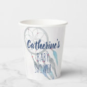 Dreamcatcher Blue Grey Boho Baby shower Papieren Bekers (Voorkant)