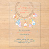 Dreamcatcher Boho Baby Eerste Verjaardag Transpara Acryl Uitnodigingen (Voorkant)