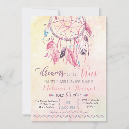 Dreamcatcher Boho Bruids Douche Uitnodiging Tribal (Voorkant)
