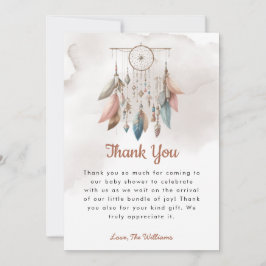 Dreamcatcher Boho Pastel Baby Show bedankje Bedankkaart