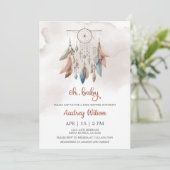 Dreamcatcher Boho Pastel Baby shower Uitnodiging (Staand voorkant)