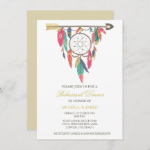 Dreamcatcher bruiloft repetitie diner uitnodiging