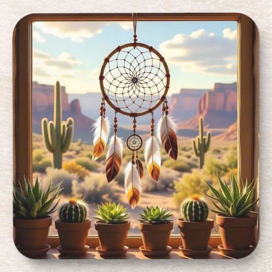 Dreamcatcher, Desert Canyons, Cacti   Bier Onderzetter (Voorkant)