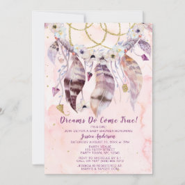 Dreamcatcher Dream Come True Girl Baby shower Kaart