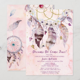 Dreamcatcher Dream Come True Girl Baby shower Kaart