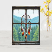 Dreamcatcher en bergen | Gelukkige verjaardag Kaart (Gele Bloem)