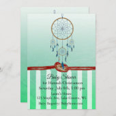 Dreamcatcher Green Boy's Baby Douche Uitnodigingen (Voorkant / Achterkant)