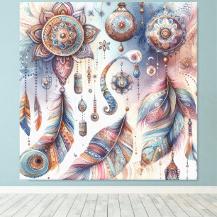 Dreamcatcher in een Boheems thema Canvas Afdruk