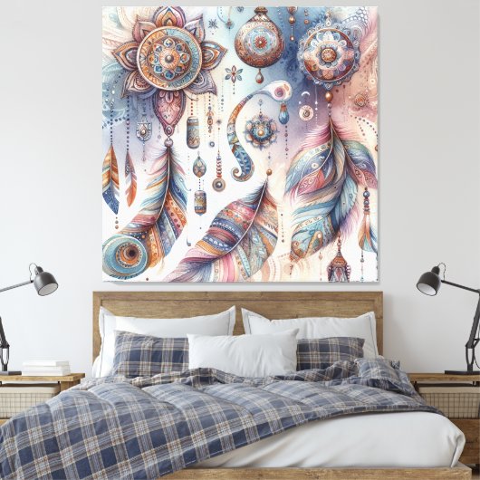 Dreamcatcher in een Boheems thema Canvas Afdruk (Insitu (Slaapkamer))