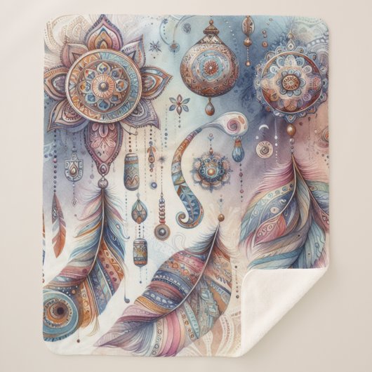 Dreamcatcher in een Boheems thema Sherpa Deken (Voorkant)