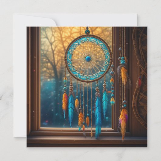 Dreamcatcher in een raam vallen bladeren (Voorkant)