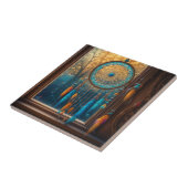 Dreamcatcher in een raam vallen bladeren tegeltje (Zijkant)