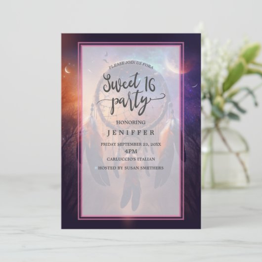 Dreamcatcher in het bos kaart (Staand voorkant)