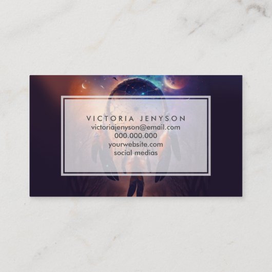 Dreamcatcher in het bos visitekaartje (Achterkant)