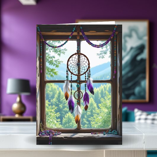 Dreamcatcher in het venster | Denken aan jou Kaart