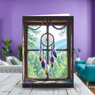 Dreamcatcher in het venster   Gelukkige verjaardag Kaart