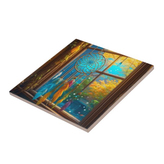 Dreamcatcher in Venster Boho Tegeltje (Zijkant)