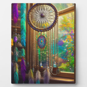 Dreamcatcher in Venster Paarse Boho Fotoplaat