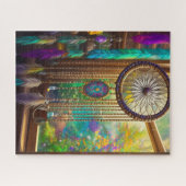  Dreamcatcher in Venster Paarse Boho Legpuzzel (Horizontaal)