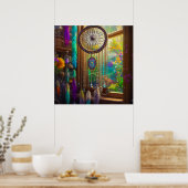 Dreamcatcher in Venster Paarse Boho Poster (Keuken)