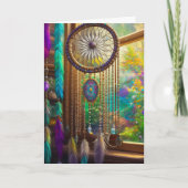  Dreamcatcher in venster | Vreedzame verjaardag Feestdagen Kaart (Voorkant)