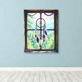 Dreamcatcher in Window | Boho Art Canvas Afdruk (Insitu (Houten vloer))