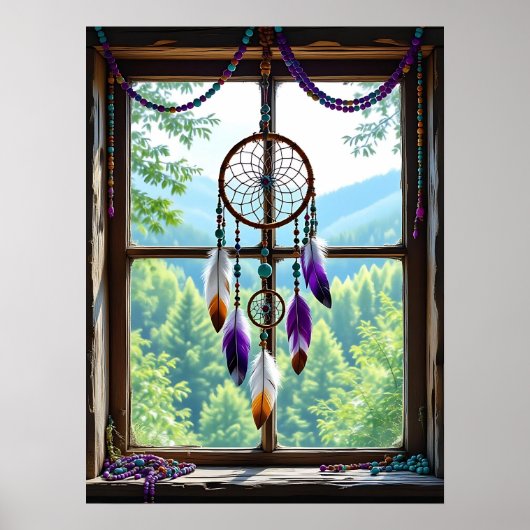 Dreamcatcher in Window | Boho Art Poster (Voorkant)
