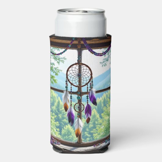 Dreamcatcher in Window | Boho Art Seltzer Blikjeskoeler (Seltzer Achterkant)