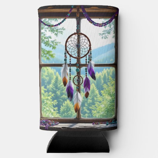 Dreamcatcher in Window | Boho Art Seltzer Blikjeskoeler (Achterkant)