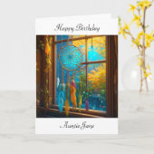 Dreamcatcher in Window Happy Birthday gepersonalis Kaart (Gele Bloem)