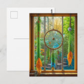 Dreamcatcher met blauwe, groene en Oranje veren Briefkaart (Voorkant / Achterkant)