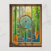 Dreamcatcher met blauwe, groene en Oranje veren Briefkaart (Voorkant)