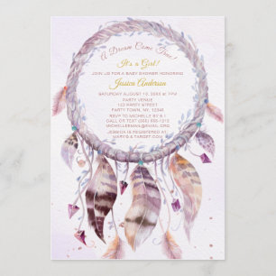 Dreamcatcher met veren meisje Baby shower Kaart