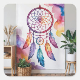 Dreamcatcher schilderij op de muur vierkante sticker