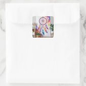 Dreamcatcher schilderij op de muur vierkante sticker (Tas)