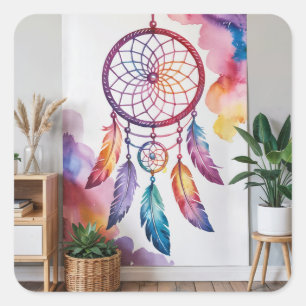 Dreamcatcher schilderij op de muur vierkante sticker