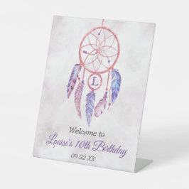 Dreamcatcher Sleepover Verjaardagsfeestje Welkom Reclamebord Met Voetstuk