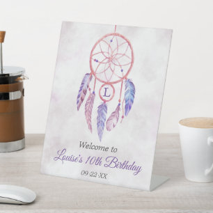 Dreamcatcher Sleepover Verjaardagsfeestje Welkom Reclamebord Met Voetstuk