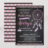 Dreamcatcher Slumber Party Invitation Chalkboard Kaart (Voorkant / Achterkant)