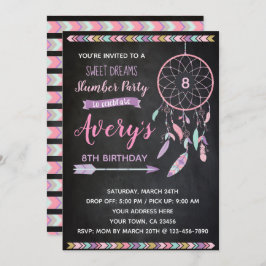 Dreamcatcher Slumber Party Invitation Chalkboard Kaart