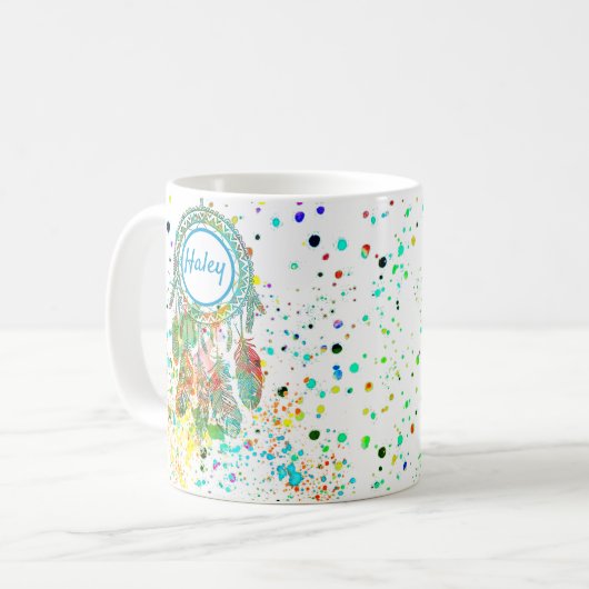 Dreamcatcher splatter personalized  coffee mug koffiemok (Voorkant links)