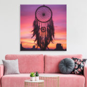 Dreamcatcher Sunset Wall Art –Boho Spiritual Decor Canvas Afdruk (Insitu (Woonkamer))