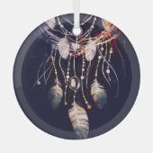 Dreamcatcher, takken, boho stijl, digitale kunst. glas ornament (Voorkant)