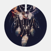 Dreamcatcher, takken, boho stijl, digitale kunst. glas ornament (Achterkant)